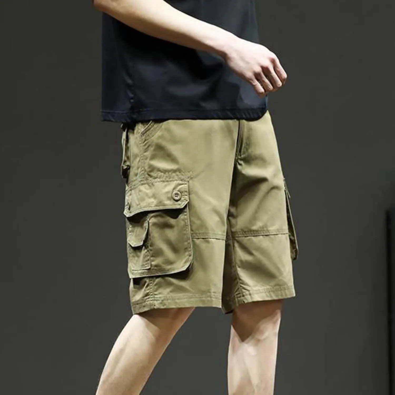 Men's Casual Cargo Shorts Summer Stylish Chino Cotton Shorts with Multiple Pockets Sports Twill Outdoor Short Pants