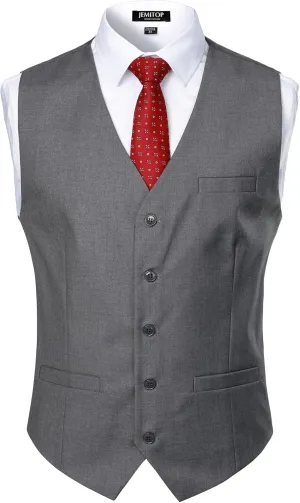 Men's Classic Slim Fit Dress Vest Formal Wedding Prom Tuxedo Suit Vest with Pocket