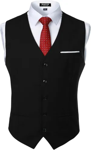 Men's Classic Slim Fit Dress Vest Formal Wedding Prom Tuxedo Suit Vest with Pocket