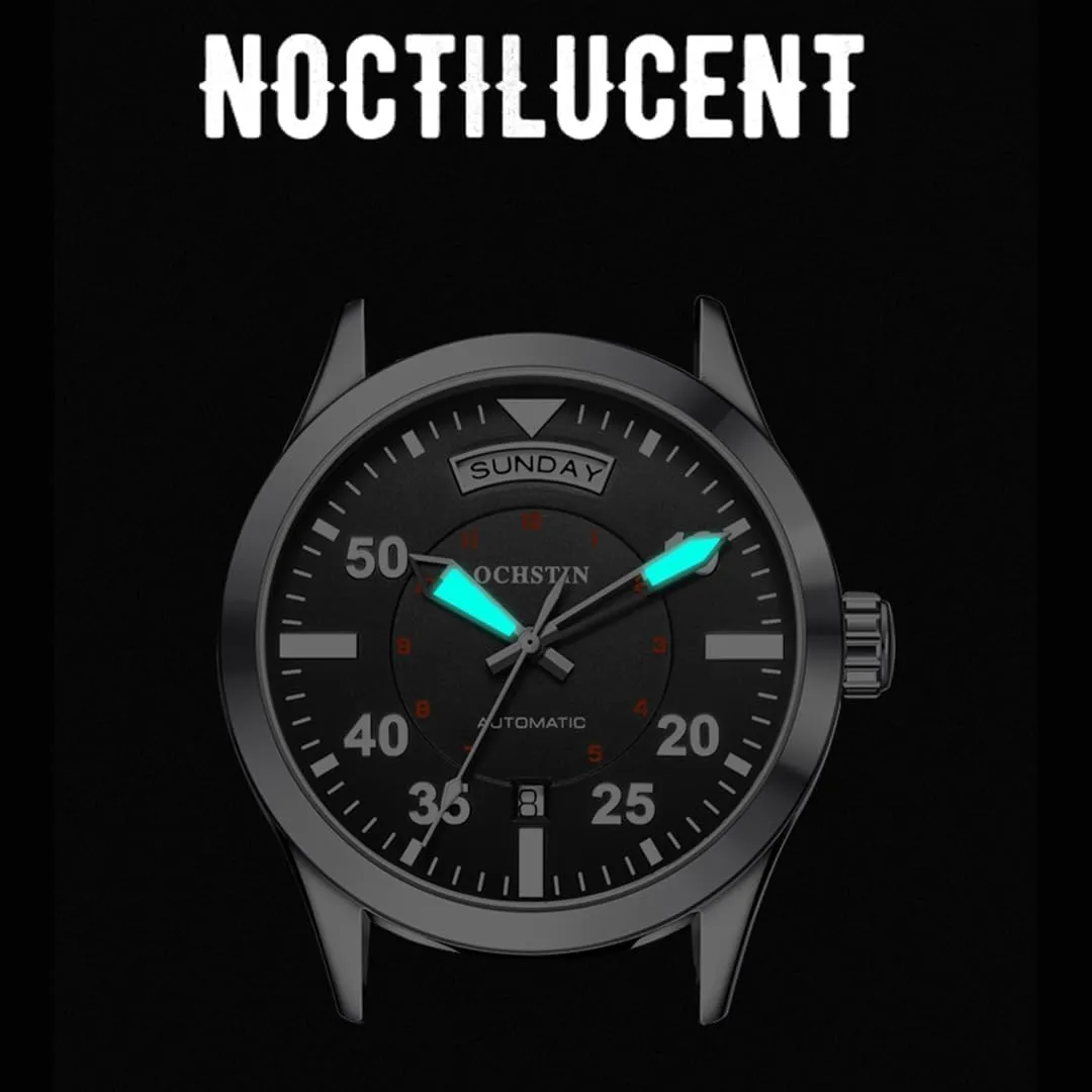 Men's Dual Calendar Fully Automatic Mechanical Watch Waterproof Luminous Comfortable Nylon Strap Casual Sports Watches