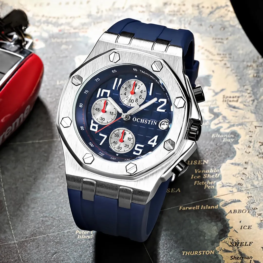 Men's Fully Automatic Mechanical Watch with Multifunctional Week Calendar Display, Waterproof Night Light Moon Phase Window Design, Men's Fashion Mechanical Watch, Student Sports Watch