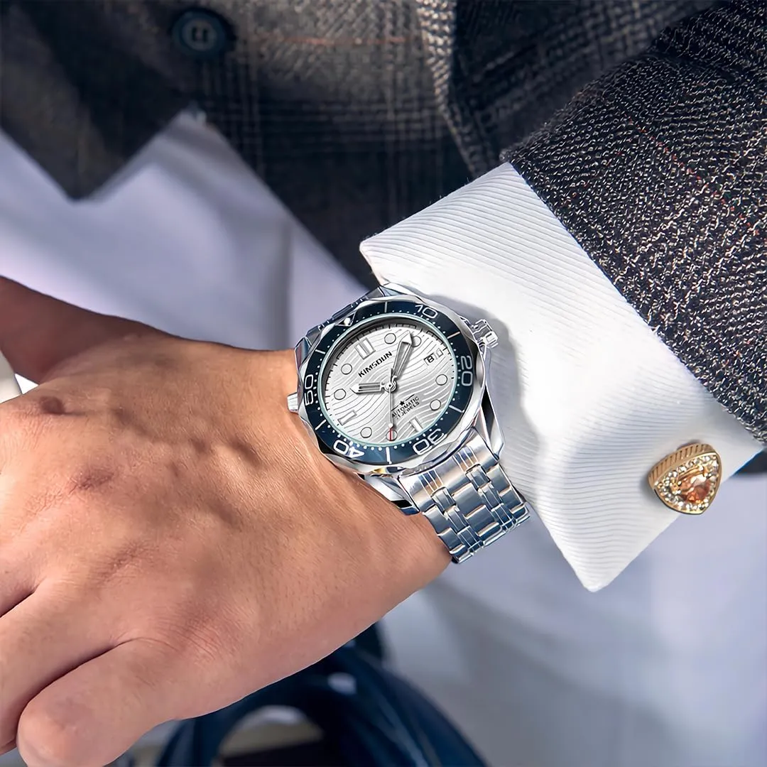 Men's High Luxury Mechanical Watch Water Ripple Dial Night Light Waterproof Sports Calendar Watch Men's Fully Automatic Mechanical Watch Personal Watch