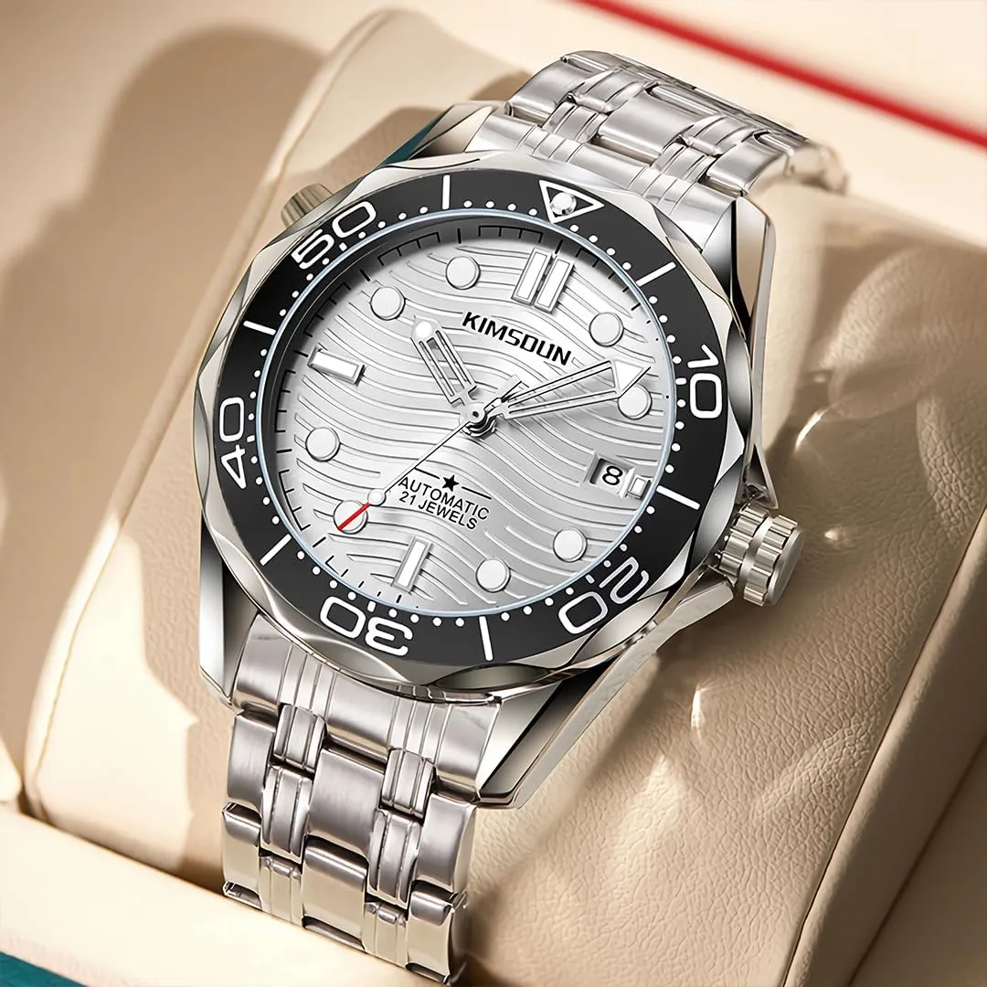Men's High Luxury Mechanical Watch Water Ripple Dial Night Light Waterproof Sports Calendar Watch Men's Fully Automatic Mechanical Watch Personal Watch