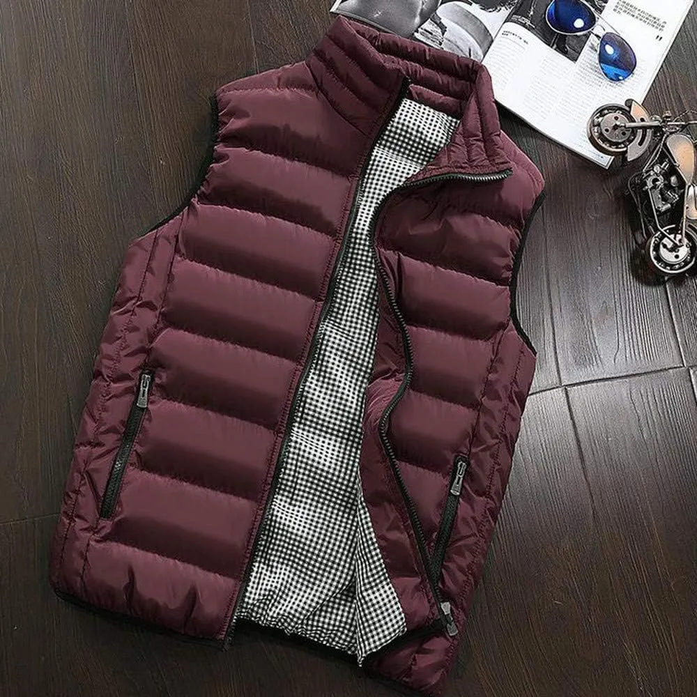 Mens Jackets Men Autumn Winter Coat Padded Cotton Vest Warm Hooded Thick Vest Tops Jacket Jackets