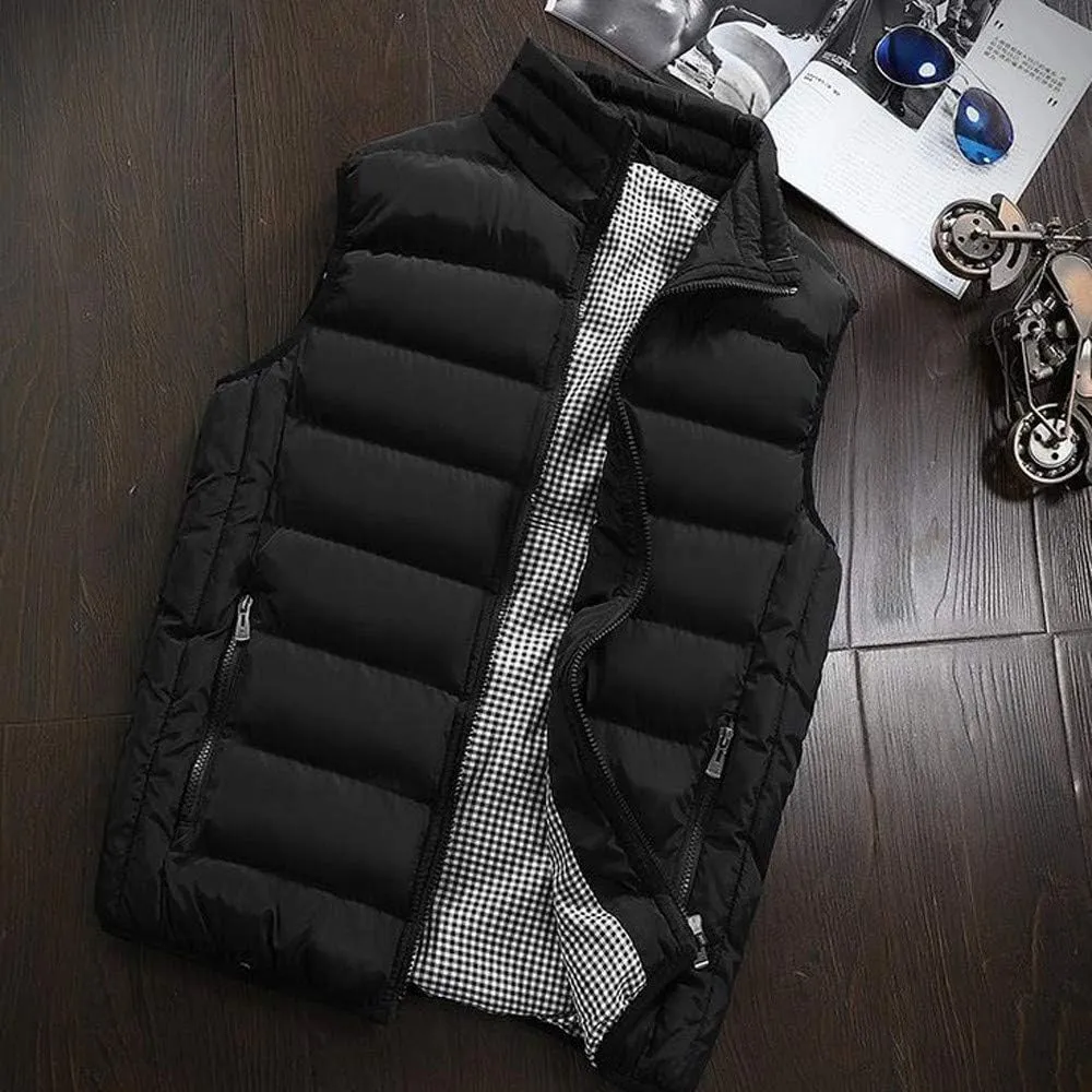 Mens Jackets Men Autumn Winter Coat Padded Cotton Vest Warm Hooded Thick Vest Tops Jacket Jackets