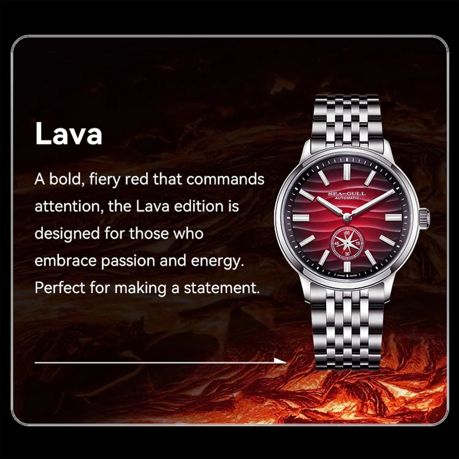 Mens Mechanical Watches,Natural Series,Automatic Wristwatch, Polaris Sub DialSeagull ST17, Luminous, 6180