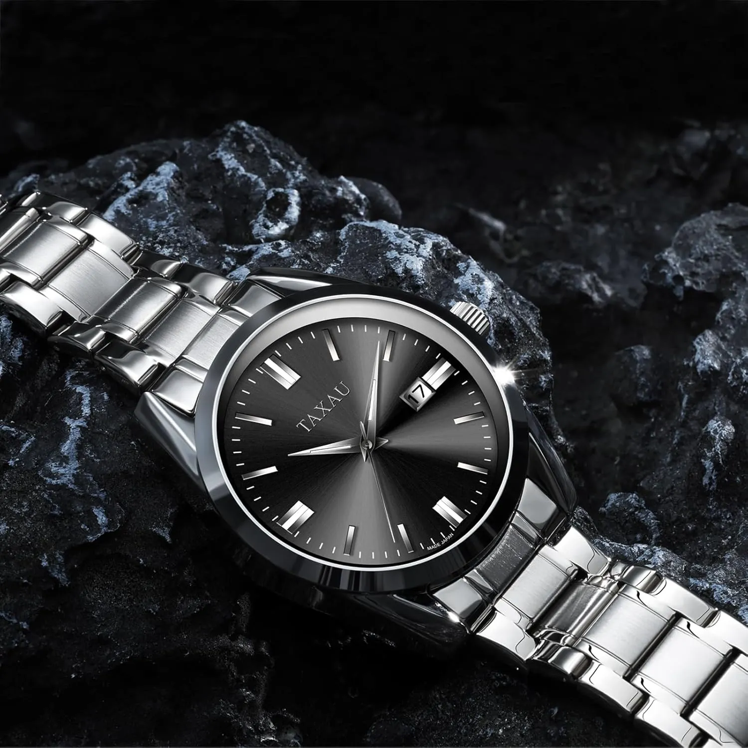 Mens Silver Watch Luxury Minimalist Dress Watch Waterproof Watches for Men Analog Quartz Stainless Steel Men's Wrist Watches with Date Luminous