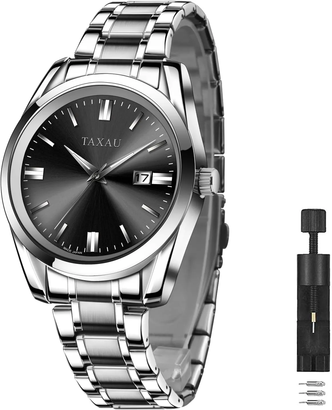Mens Silver Watch Luxury Minimalist Dress Watch Waterproof Watches for Men Analog Quartz Stainless Steel Men's Wrist Watches with Date Luminous
