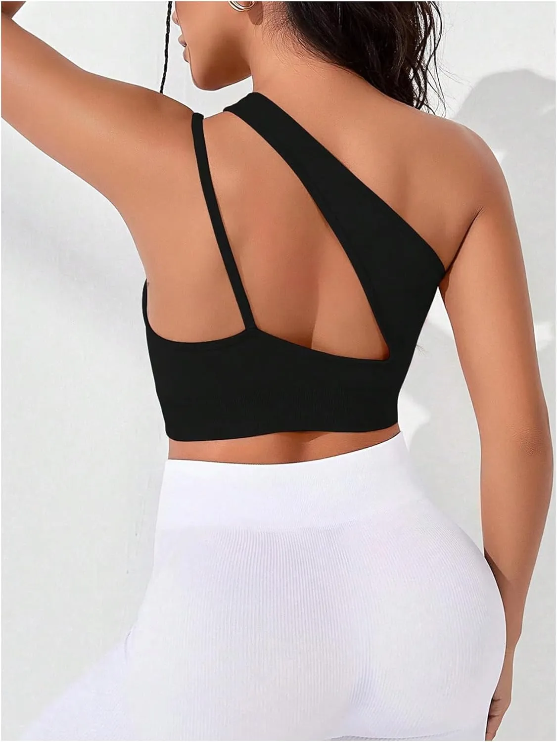 Milumia Women's One Shoulder Cut Out Crop Top Asymmetrical Gym Sports Cami Tops