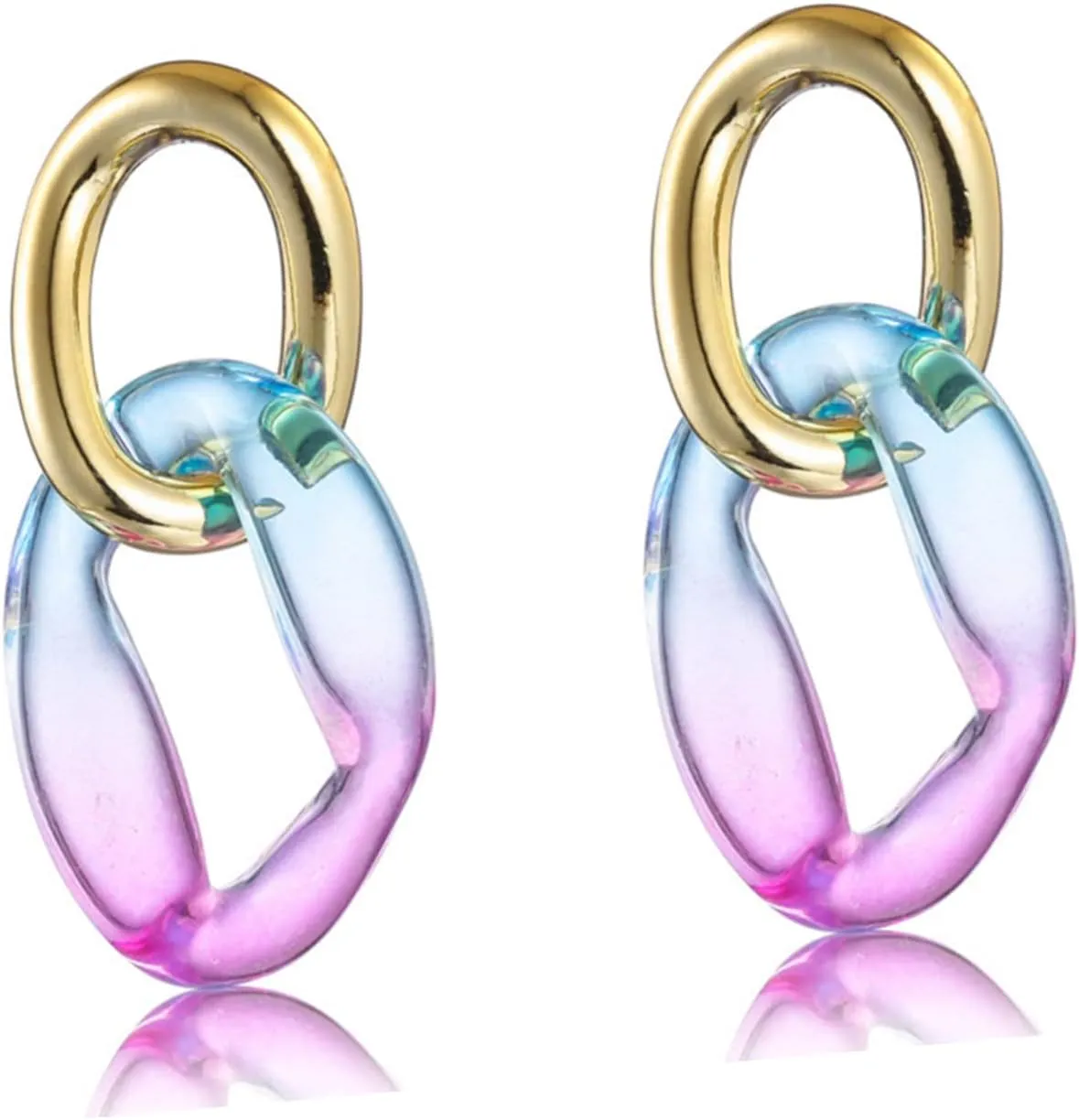 Minimalist Dangle Loop Earrings Contrast Resin Gold Earrings Ear Jewelry