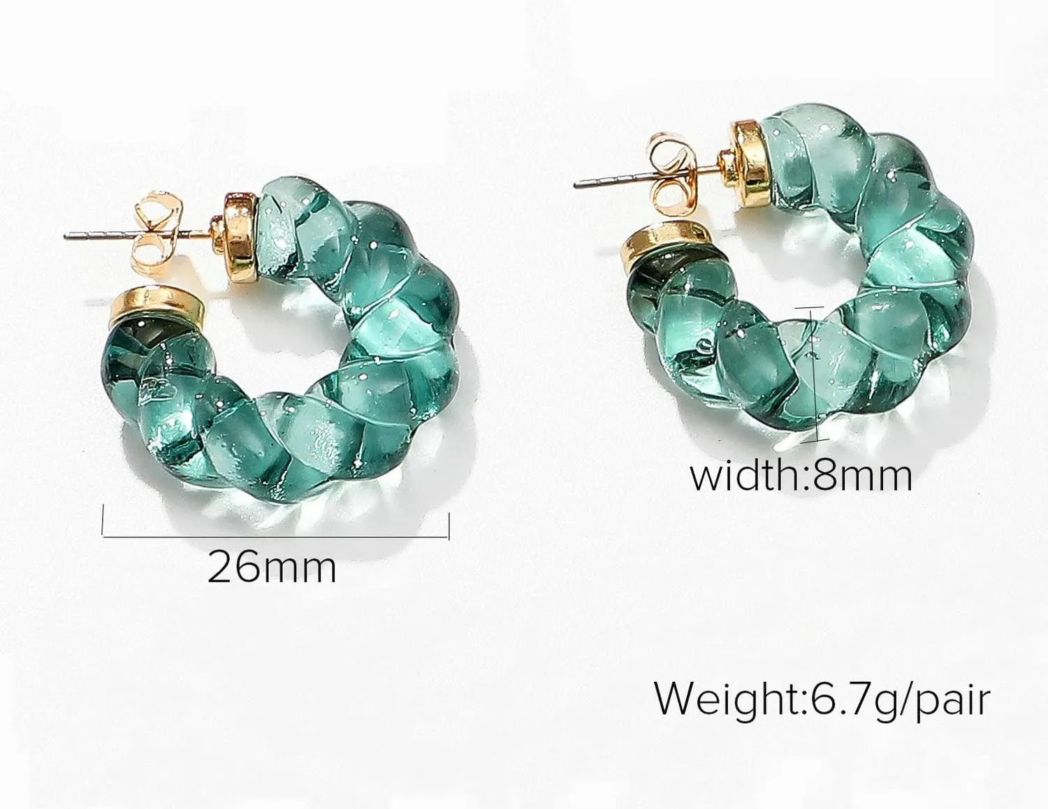 Minimalist Solid Color Transparent Resin C Shaped Twisted Hoop Earrings