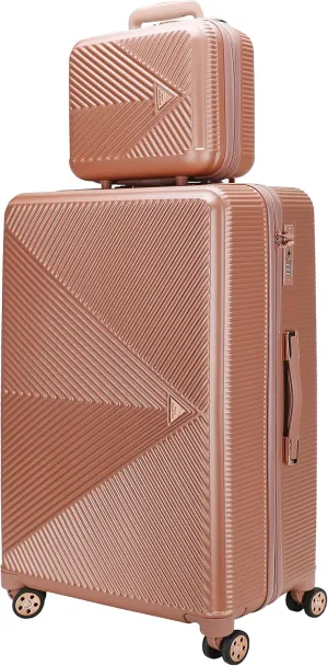 MKF Collection 2 pieces carry-on luggage set, check-in polycarbonate fashion travel dual spinner hardshell lightweight durable Suitcase