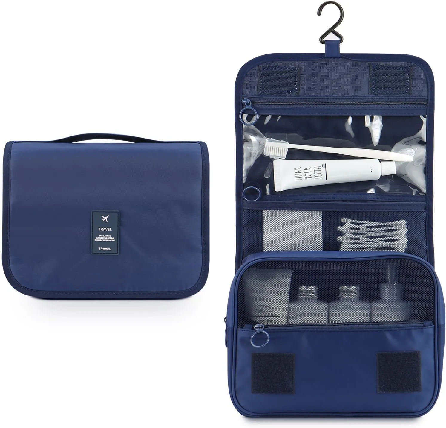 Mossio Hanging Toiletry Bag - Large Cosmetic Makeup Travel Organizer for Men & Women with Sturdy Hook