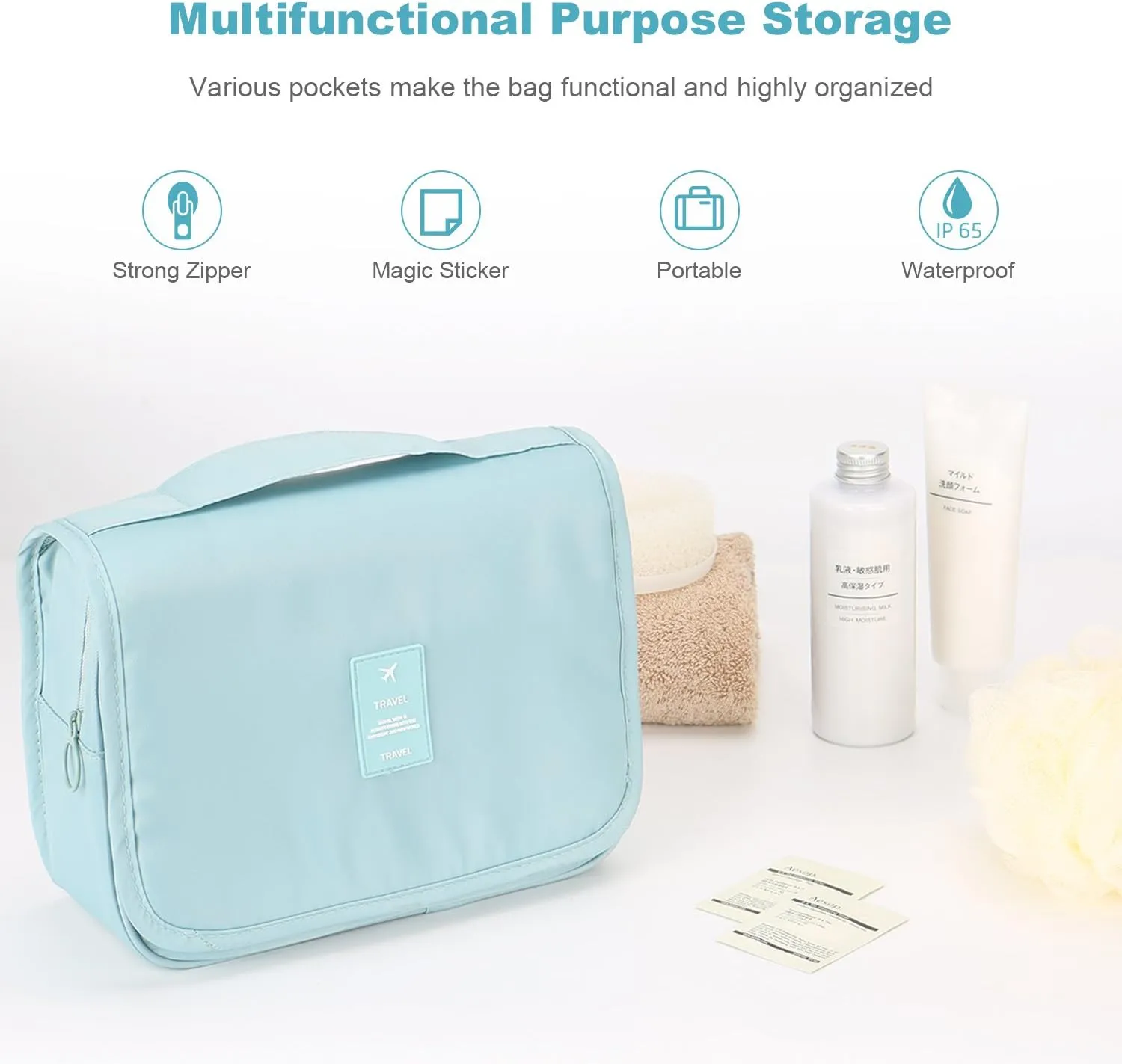 Mossio Hanging Toiletry Bag - Large Cosmetic Makeup Travel Organizer for Men & Women with Sturdy Hook