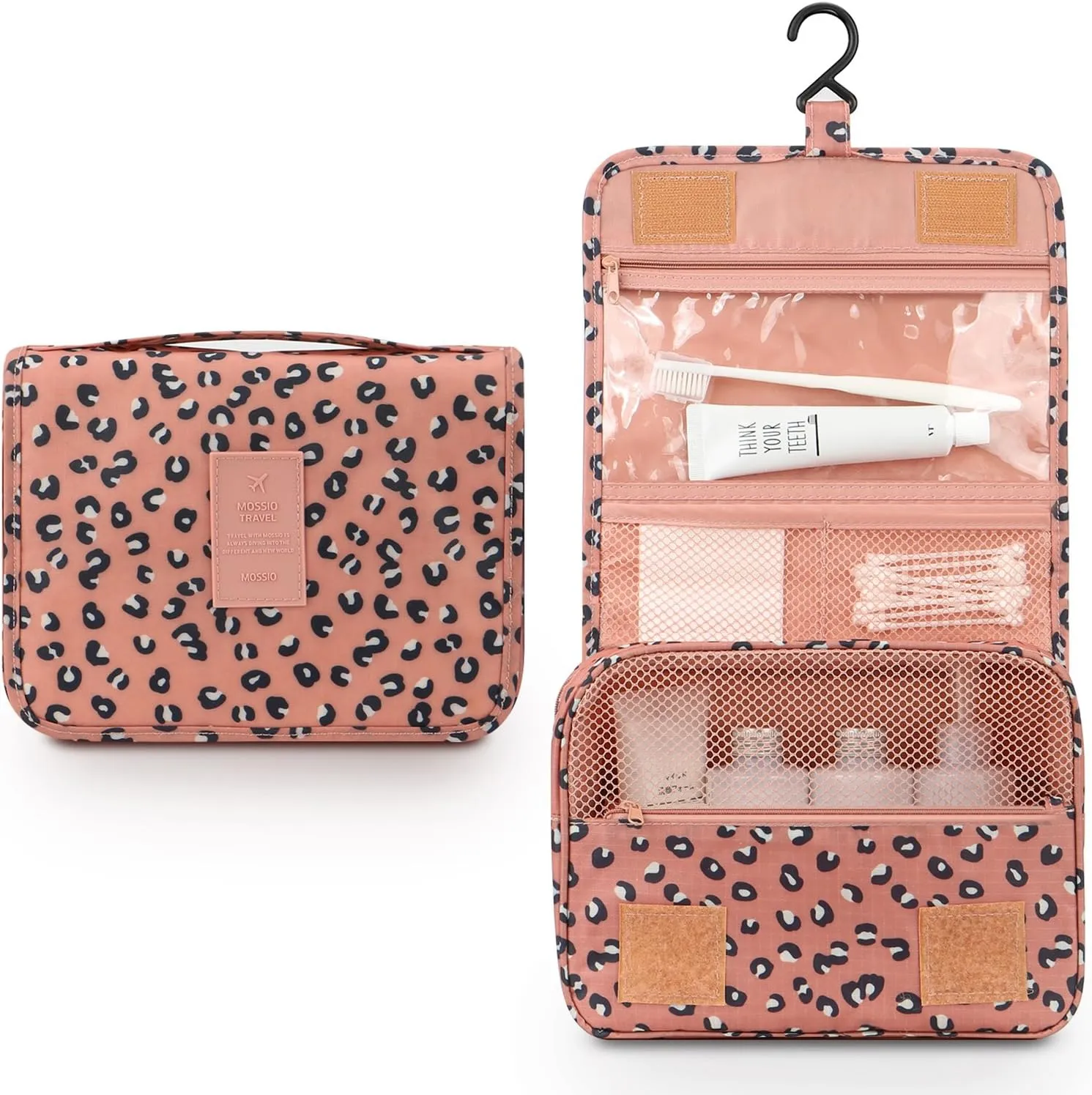 Mossio Hanging Toiletry Bag - Large Cosmetic Makeup Travel Organizer for Men & Women with Sturdy Hook