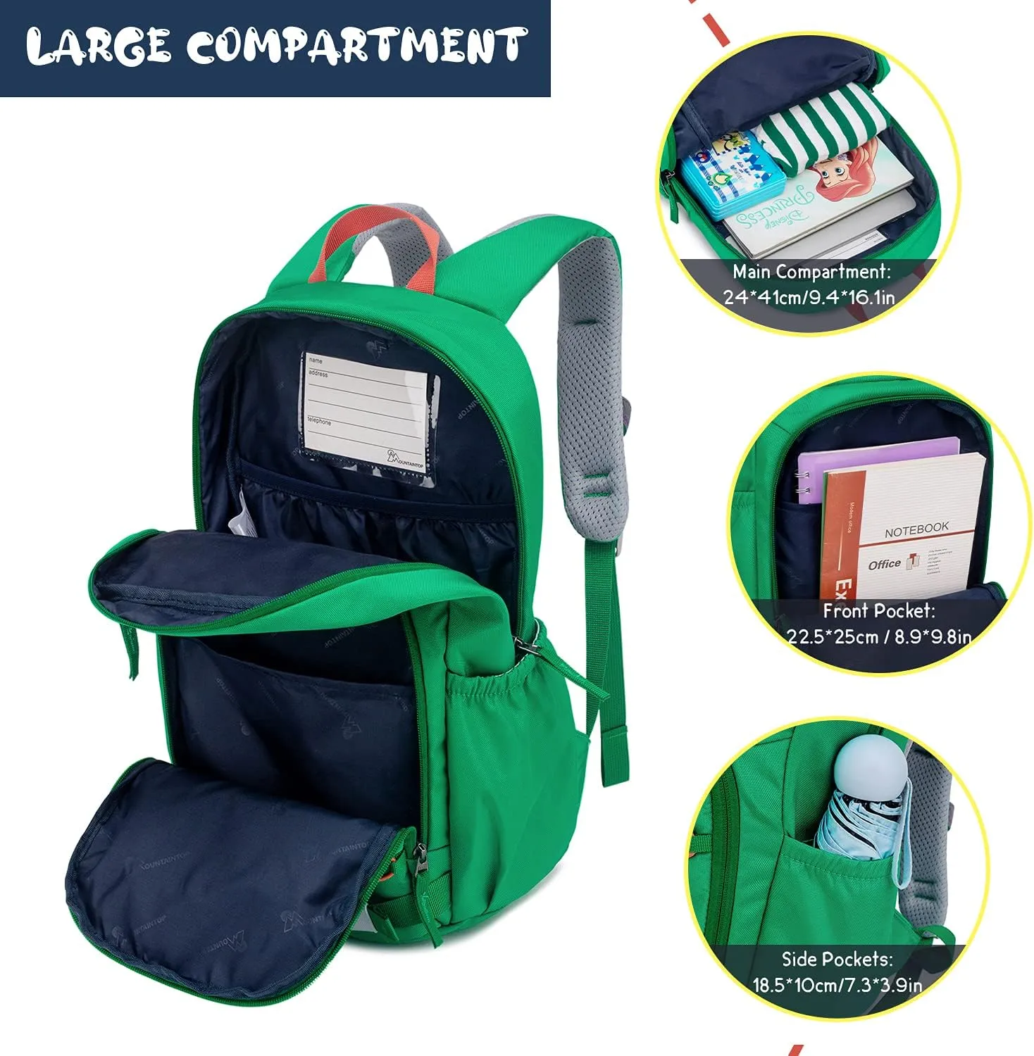 MOUNTAINTOP Kids Backpack for Boys Girls Elementary Kindergarten School Bag Lightweight Children Daypack