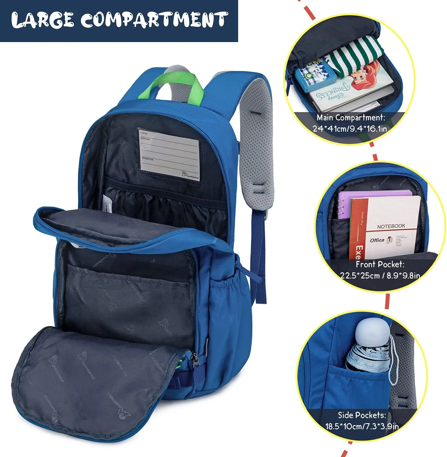 MOUNTAINTOP Kids Backpack for Boys Girls Elementary Kindergarten School Bag Lightweight Children Daypack