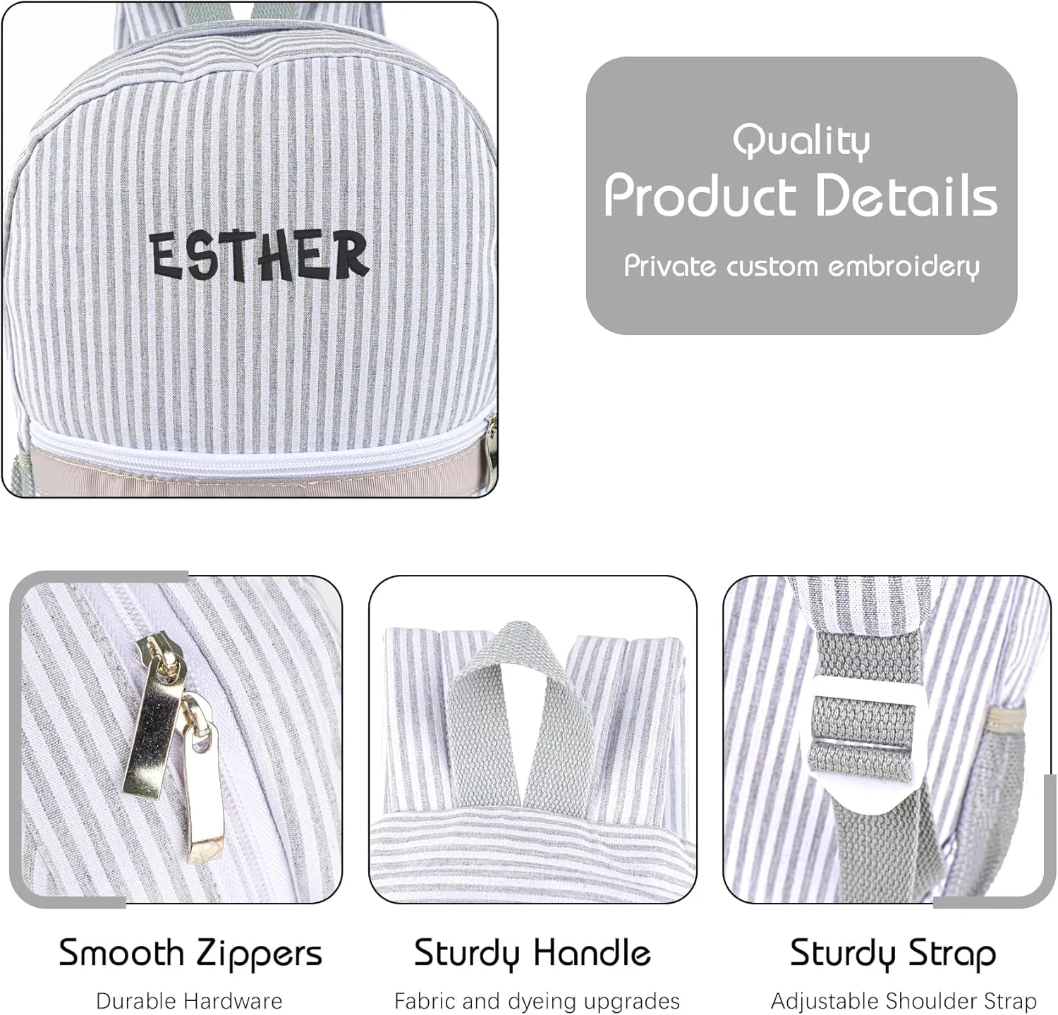 MT WORLD Daycare Backpacks with Lunch Bag Set,Personalized Seersucker Backpacks and Lunchboxes with Embroidered Name,Travel Daypack Lunchbags