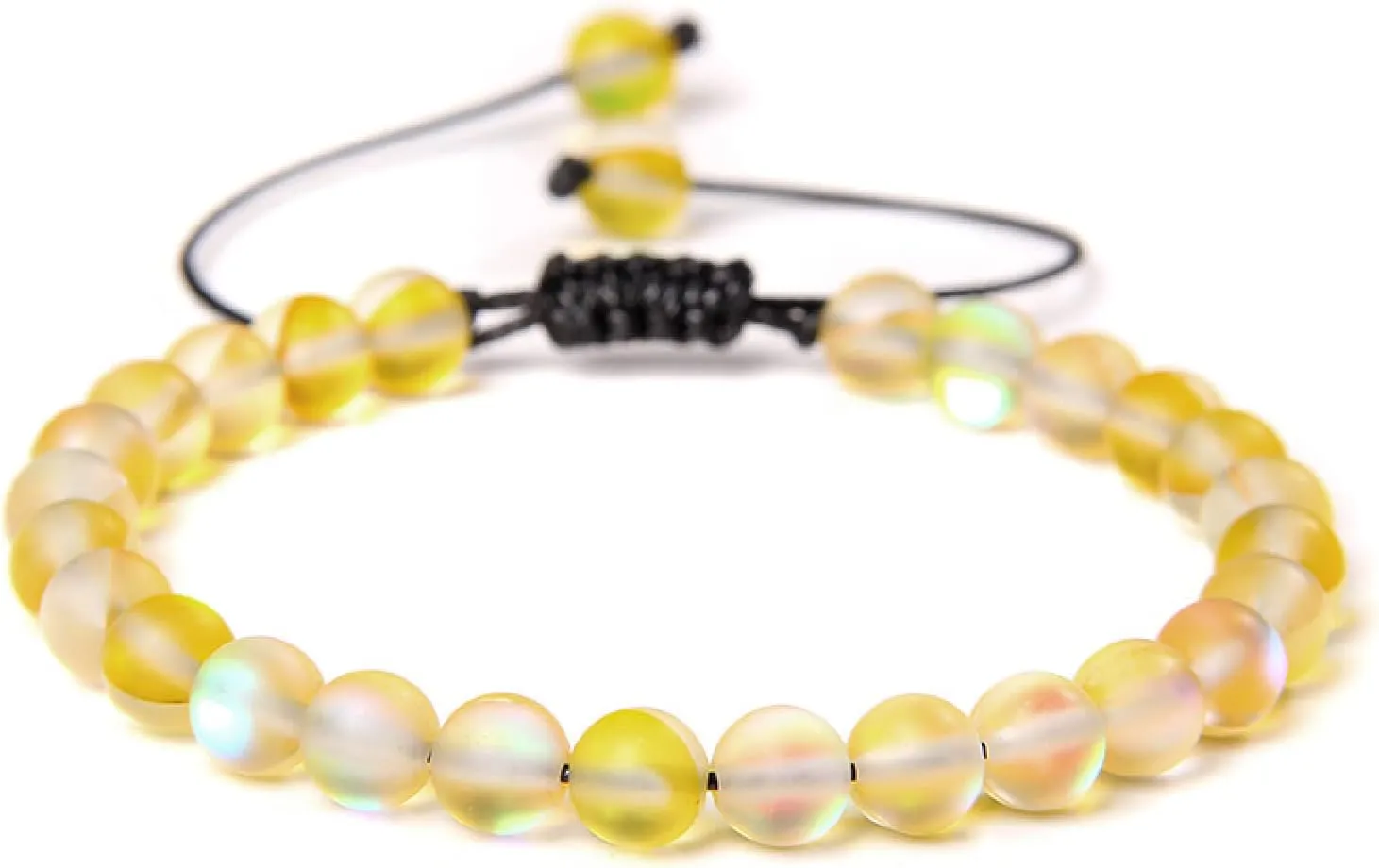 Multicolor Moonstone Bracelets 6MM Matte Crystal Mermaid Glass Beaded Braided Bracelets Handmade Wristband Gifts Jewelry