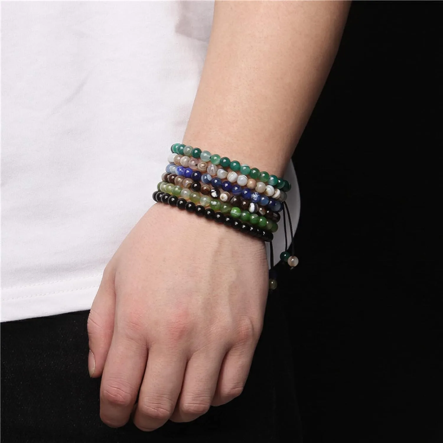 Multicolor Real Natural Stone Bracelet 6mm Beads Handmade Braid Bracelets for Women Men Amethysts Citrines Jewelry