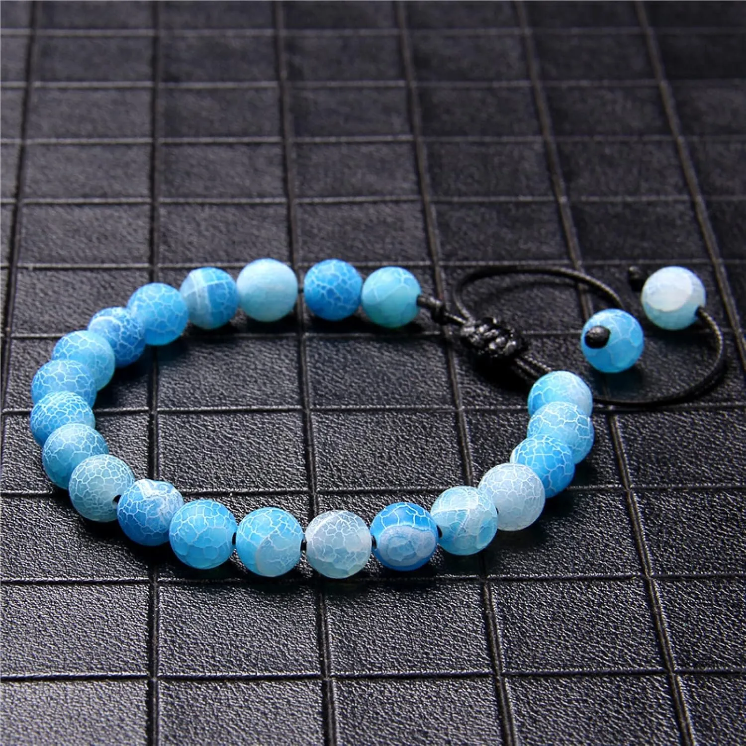 Multicolor Women Men Natural 8mm Stone Beads Charm Braid Bracelet Adjustable Amethysts Agates Stone Beads Woven Bracelet