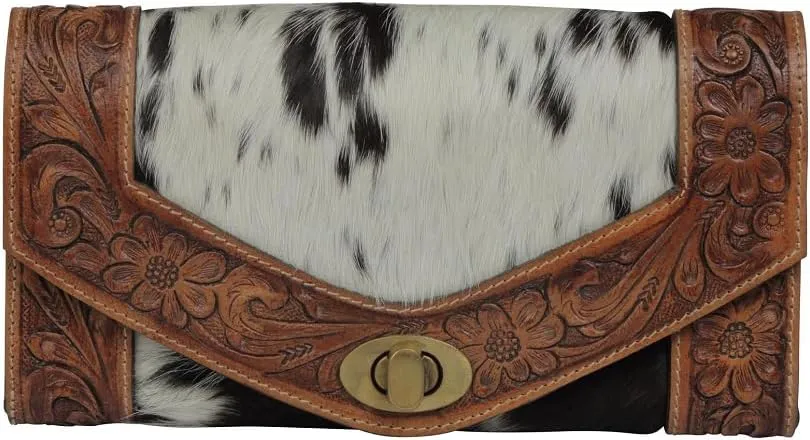 Myra Bag Advent Wallet S-3940 - Hand Tooled Leather Wallet with RFID Blocking for Women, Womens Purses, Clutch with Front Flap and Turn Lock, Wallets as Perfect Gifts for Her, Mom, Sister, or Friend