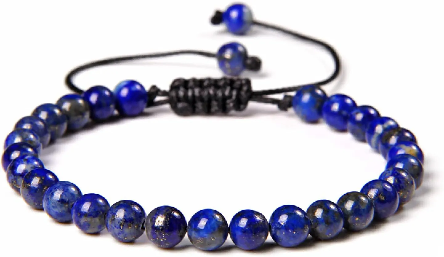 Natural Stone Amethysts 6MM Bead Bracelets for Women Men Braided Bracelet Lapis Lazuli Blue Purple Agates Meditation Jewelry