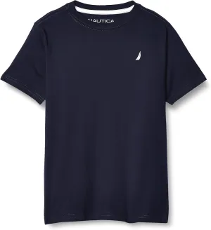 Nautica Boys' Short Sleeve Solid Crew Neck T-Shirt, Soft, Comfortable, Relaxed Fit
