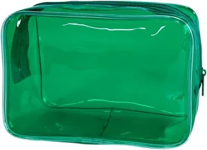 Neon Green Travel Cosmetic Pouch Small, Makeup Bag, 7"x2.3"x4.7" Size TSA Approved Toiletry Bag, Clear Travel Bags for Toiletries, Clear Cosmetic Bag for Women and Men Small (dark green)