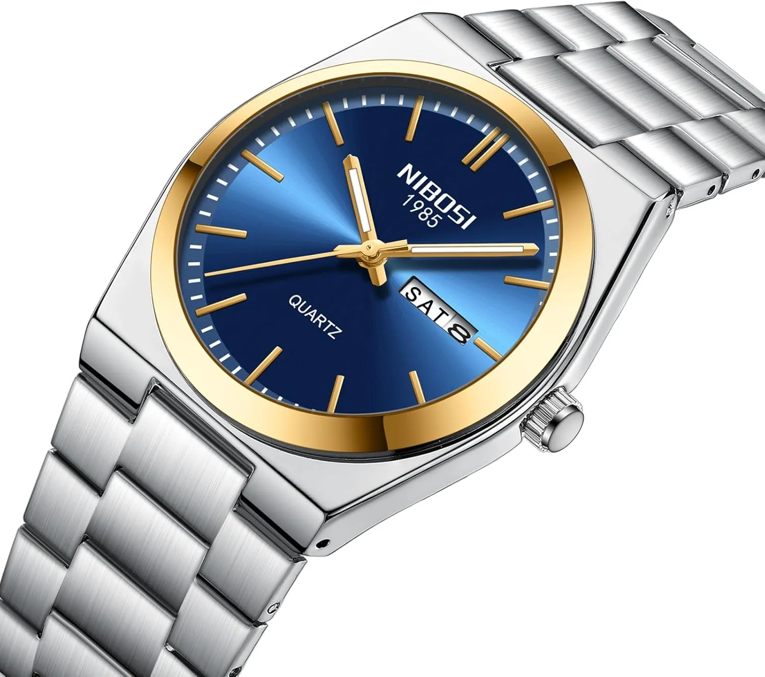 NIBOSI Mens Watches Analog Quartz Watch with Day-Date Waterproof Stainless Steel Strap Men's Wrist Watches Classic Minimalist Dainty Business Dress Designer Watches for Men