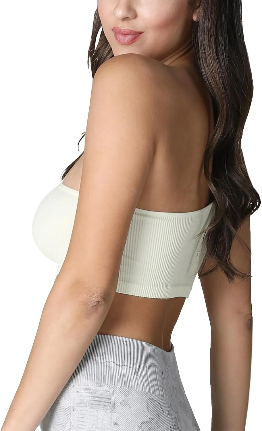 NIKIBIKI Women Seamless One Shoulder Ribbed Bralette, Made in U.S.A, One Size