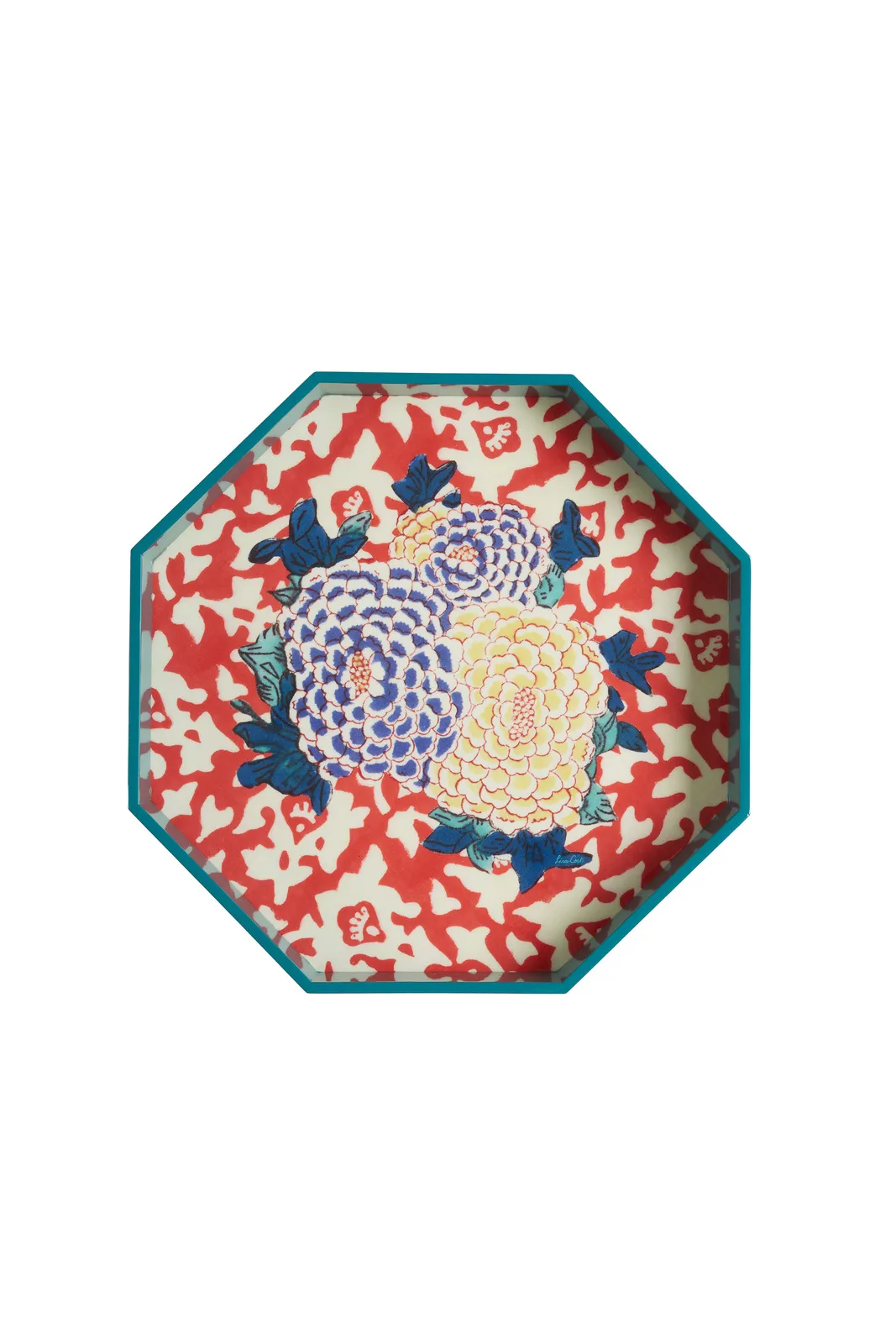Octagonal Arabesque Tray in Geranium