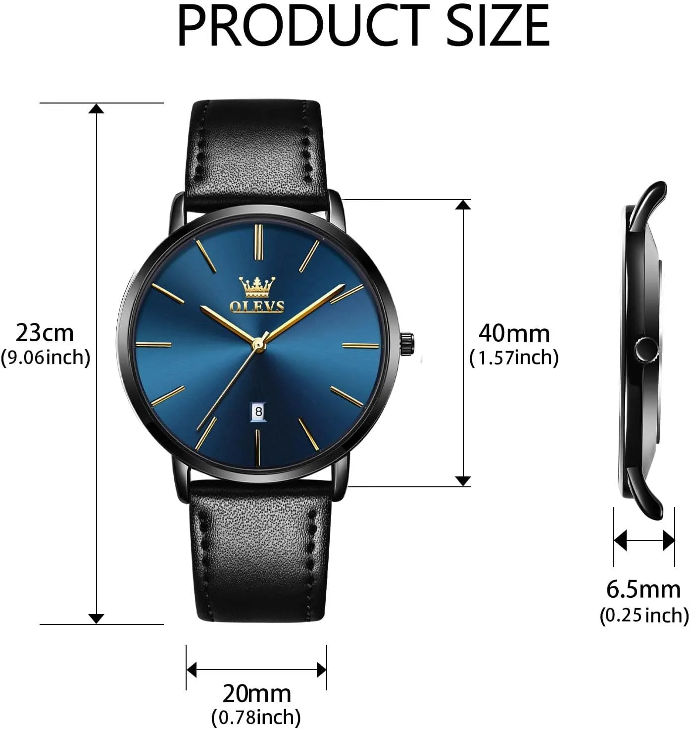 OLEVS Mens Watches Mens Leather Watch Ultra Thin Watches for Men Minimalist Watch with Leather Band Quartz Analog Dress Casual Simple Lightweight relojes para Hombres