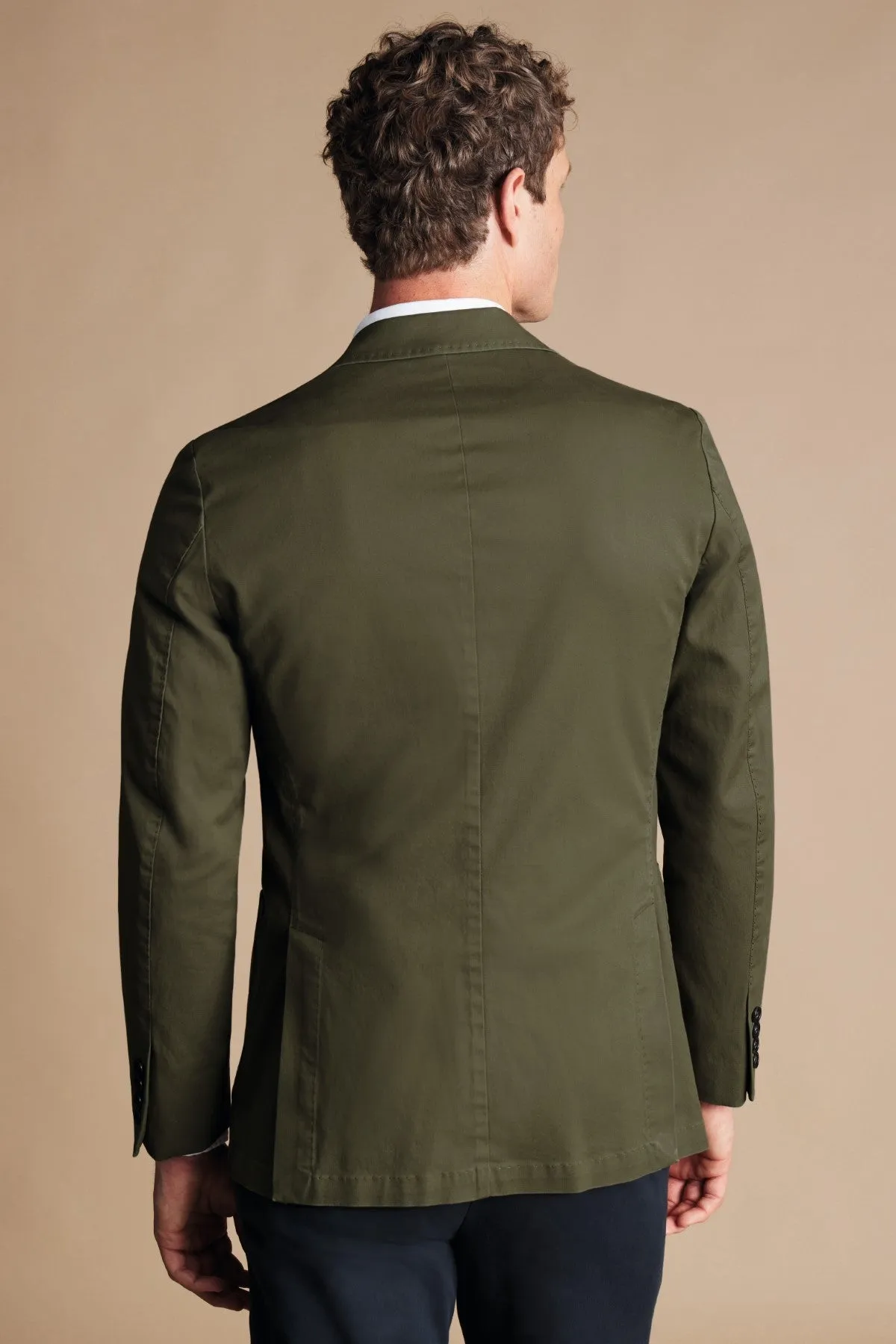 Olive Green Cotton Stretch Slim Fit Jacket