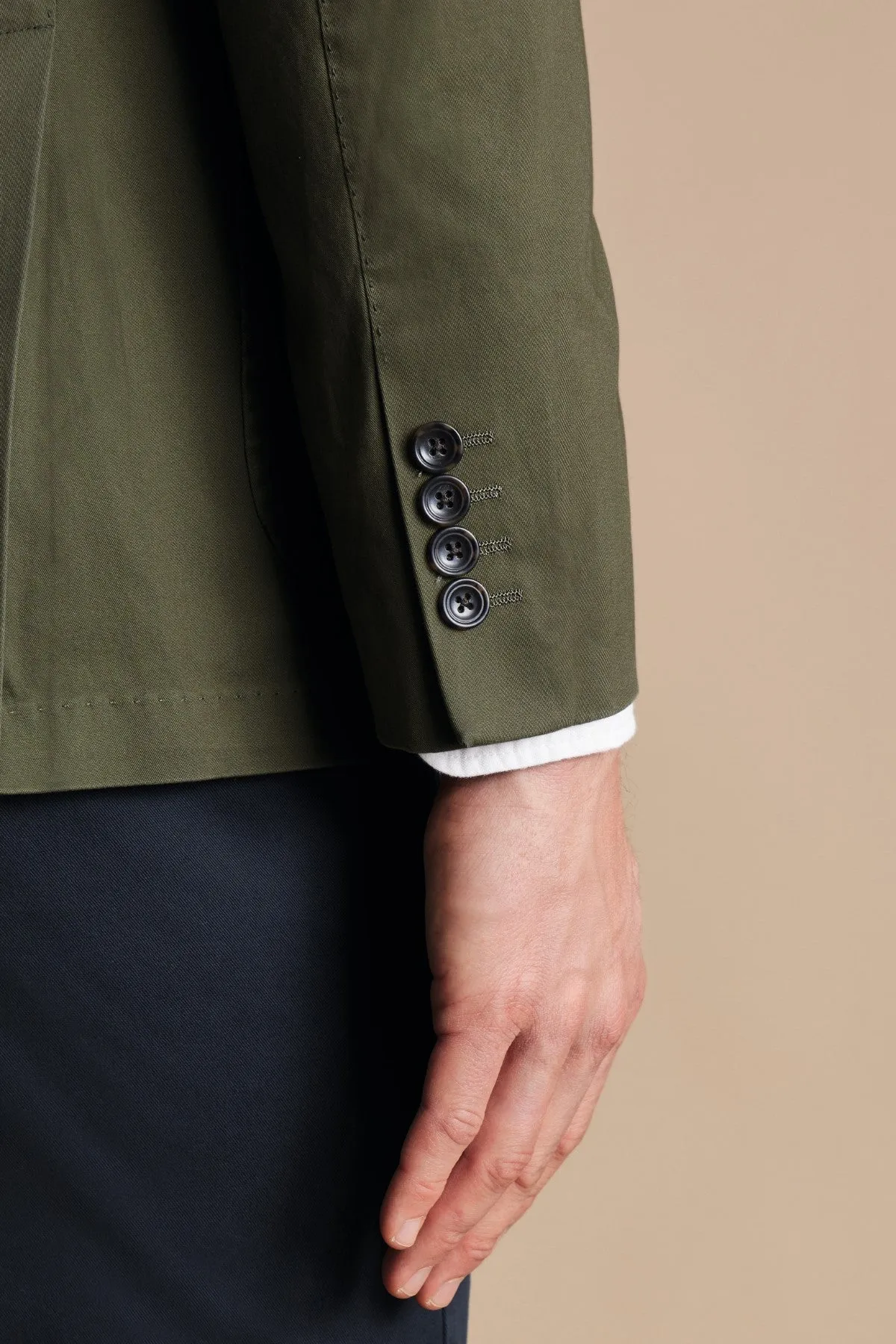 Olive Green Cotton Stretch Slim Fit Jacket