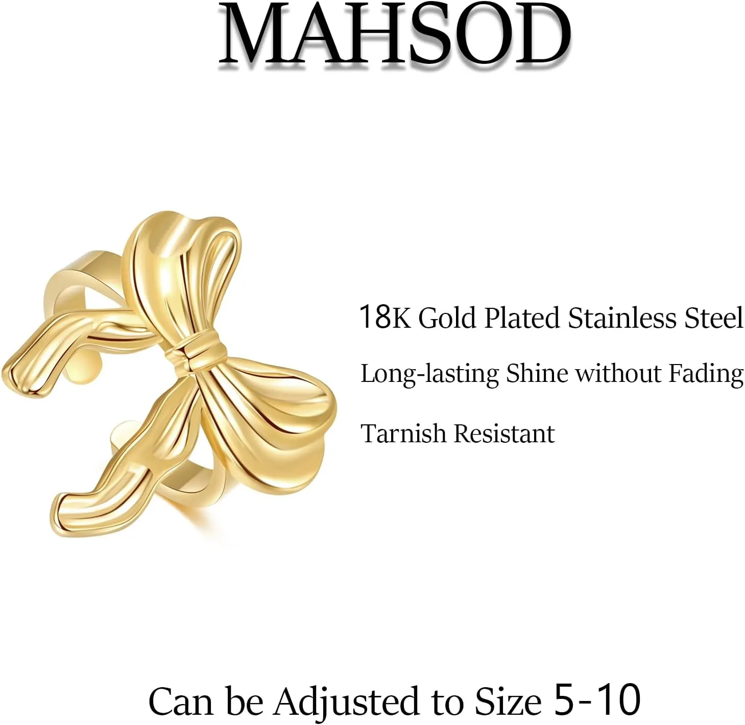Open Adjustable Rings 18K Gold Plated Simple Stacking Rings Intertwined Cross Statement Rings Gold Statement Rings Exaggerated RingsGold Plated Stainless Steel Statement Jewelry
