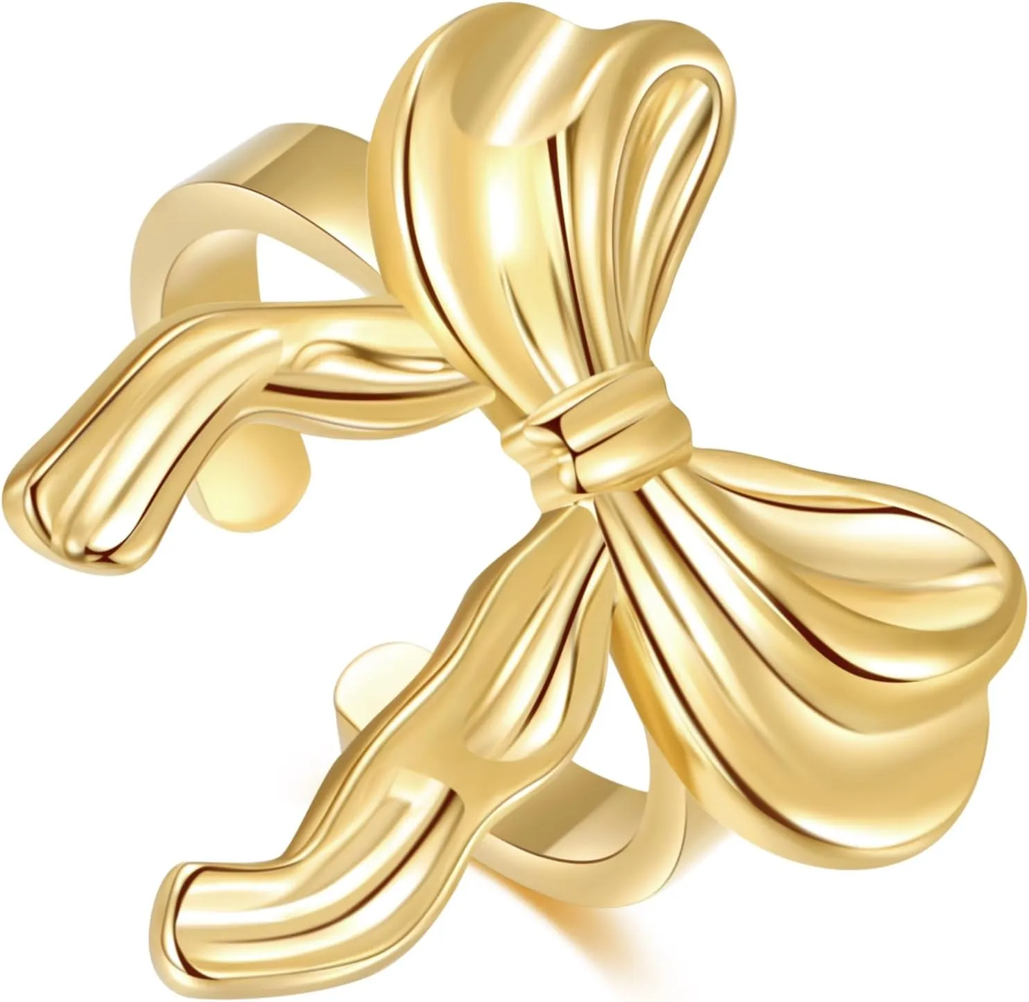 Open Adjustable Rings 18K Gold Plated Simple Stacking Rings Intertwined Cross Statement Rings Gold Statement Rings Exaggerated RingsGold Plated Stainless Steel Statement Jewelry