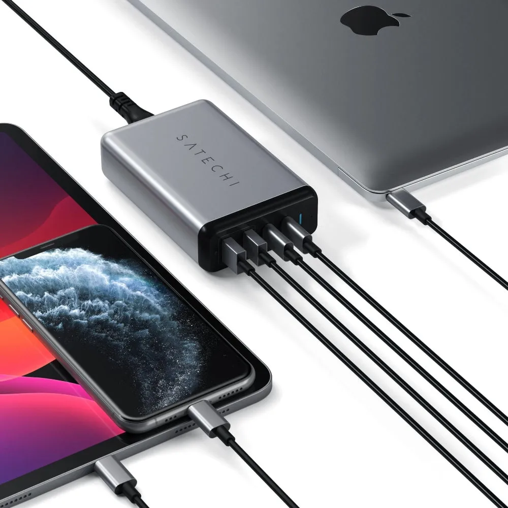 [OPEN BOX] SATECHI 75W PD Dual Port Travel Charger (2x USB-C   2x USB-A) - Space Gray