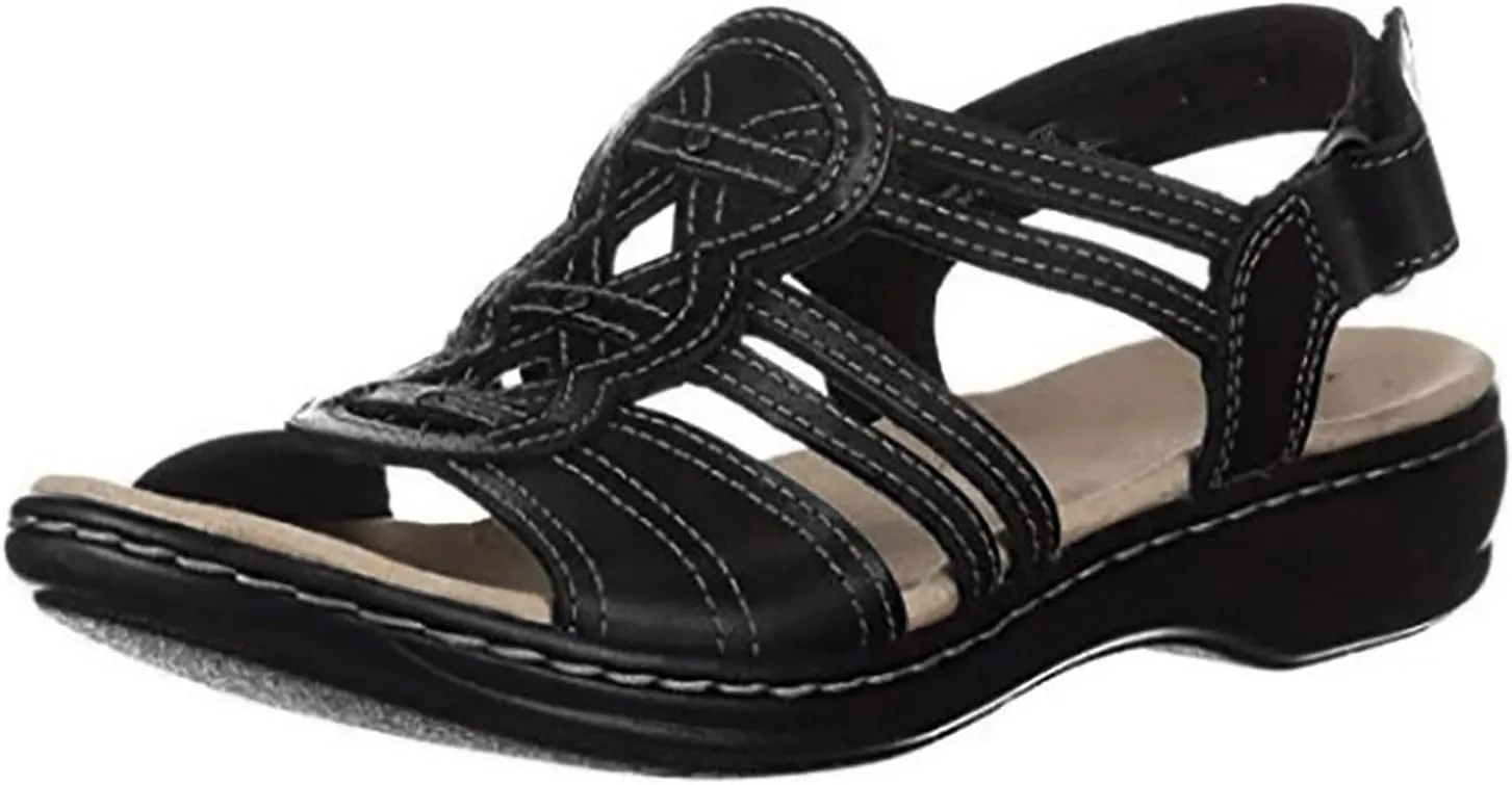Orthopedic Sandals for Women Summer Comfort Walking Flats Cutout Design Adjustable Casual Slingback Shoes