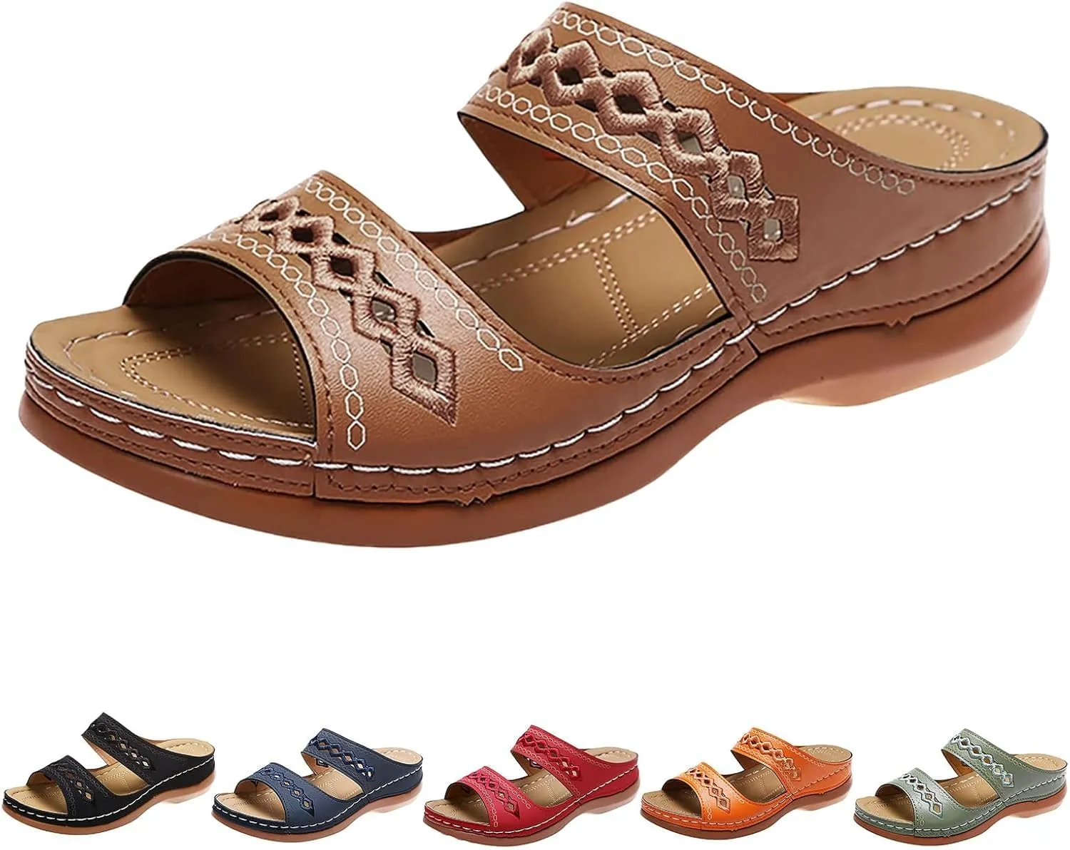 Orthopedic Wedge Sandals for Women 2025,Womens Summer Comfortable Platform Arch Support Flip Flops Dressy Slides Casual Open Toe Boho Slip-on Beach Dress Shoes Outdoor Walking Sandal