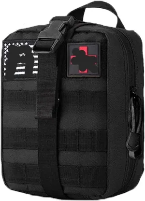 Outdoor Camouflage Tactical Backpack Emergency First Aid Kit Multi Functional Travel Waist Pack Accessory Pouch(Black)