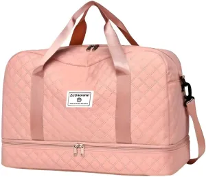 Oversized Duffel Bag, Stylish & Durable, Waterproof Compartment, Multi-Functional Carry, Dry Wet Separation, Side Pockets by Zuomanni (Pink)