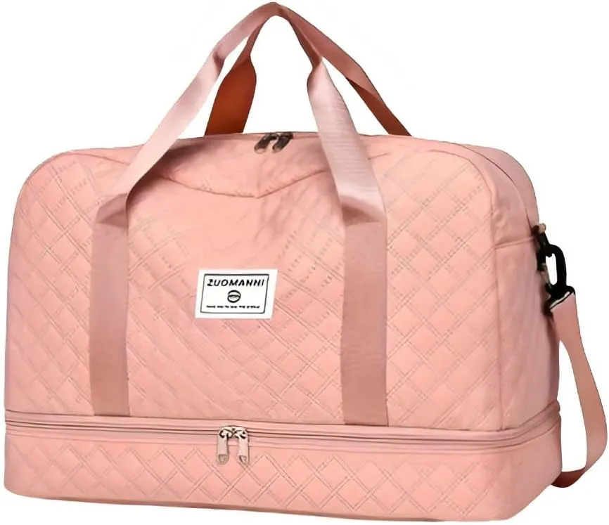 Oversized Duffel Bag, Stylish & Durable, Waterproof Compartment, Multi-Functional Carry, Dry Wet Separation, Side Pockets by Zuomanni (Pink)