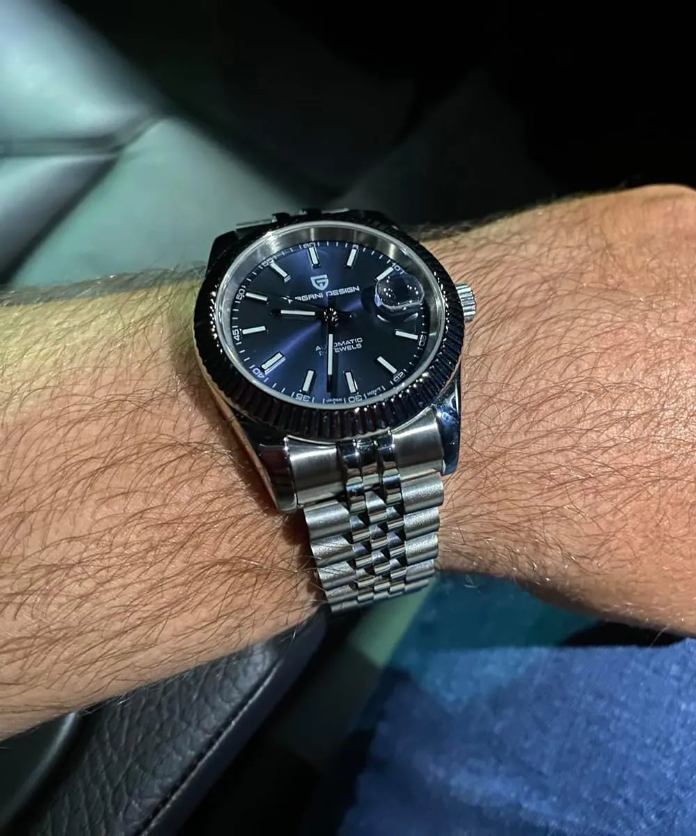 Pagani Design Automatic Watch, 40mm Stainless Steel Case, Date Display, NH35 Movement, 100m Water Resistant, Synthetic Sapphire Crystal,