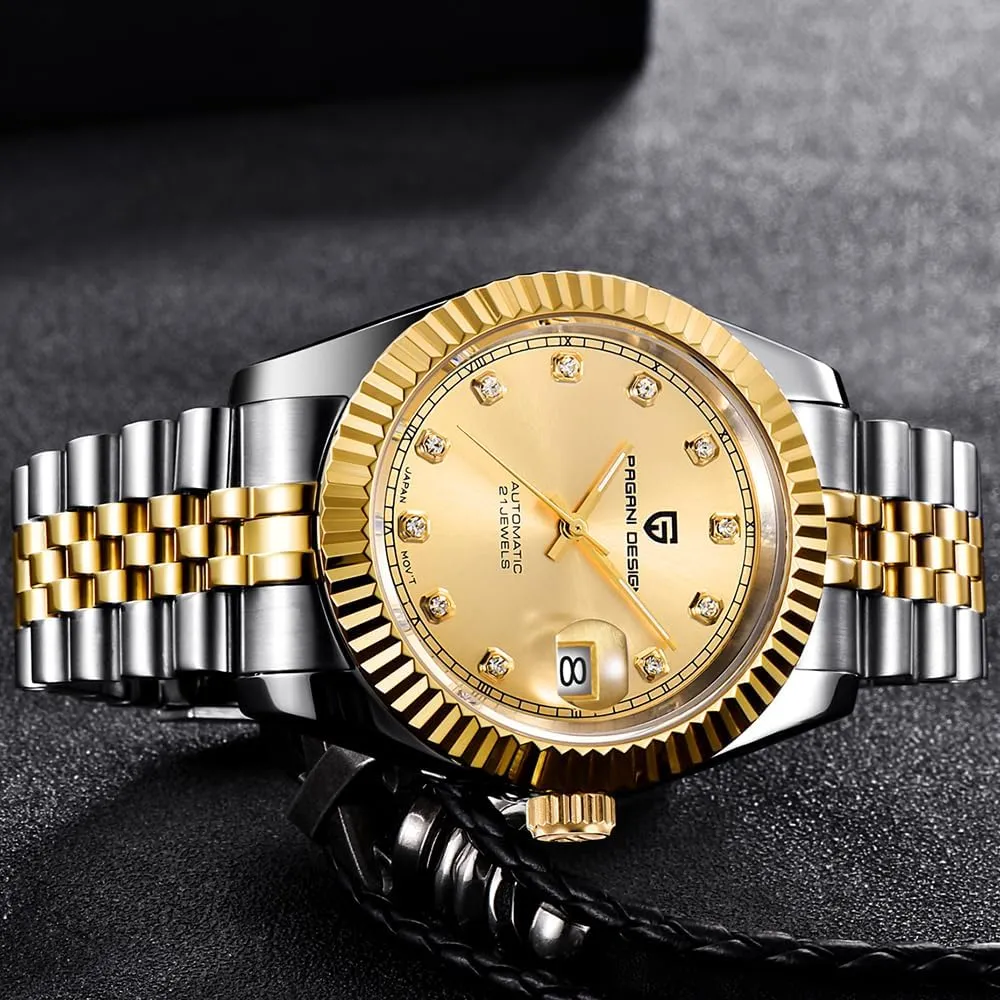 Pagani Design Automatic Watch, 40mm Stainless Steel Case, Date Display, NH35 Movement, 100m Water Resistant, Synthetic Sapphire Crystal,