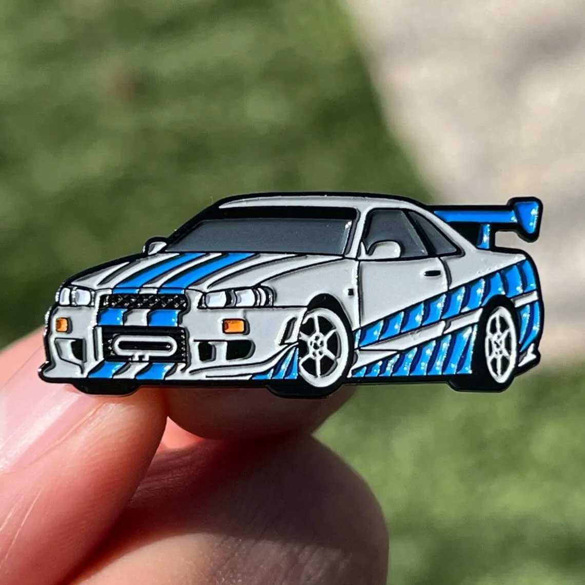 Paul Walker's Skyline R34 GTR V-Spec Enamel Pin - Fast and Furious GT-R JDM Style Lapel Pin - For Hats, Backpacks, Shirts & More