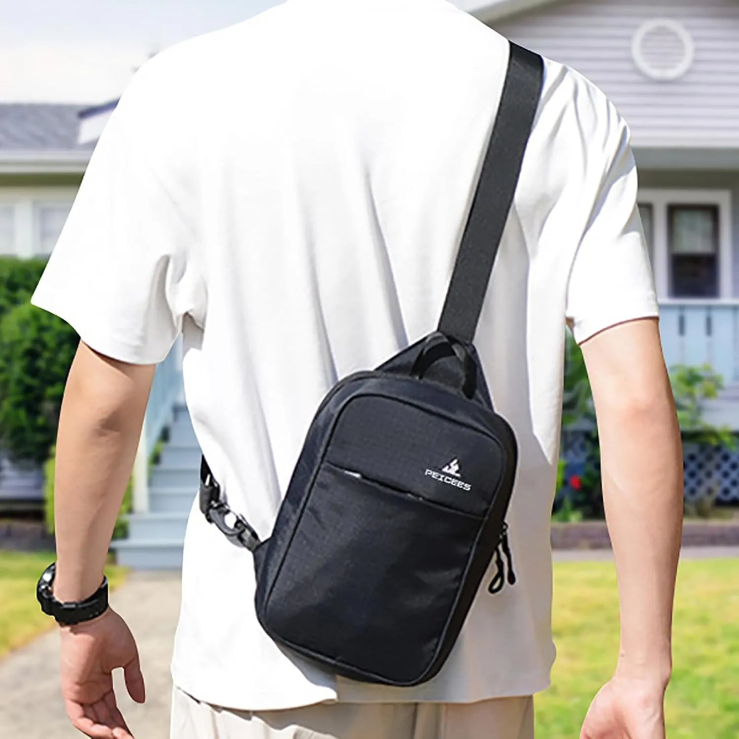 Peicees Small Sling Bag for Women Men Trendy Casual Phone Chest Bag Waterproof Crossbody Daypack