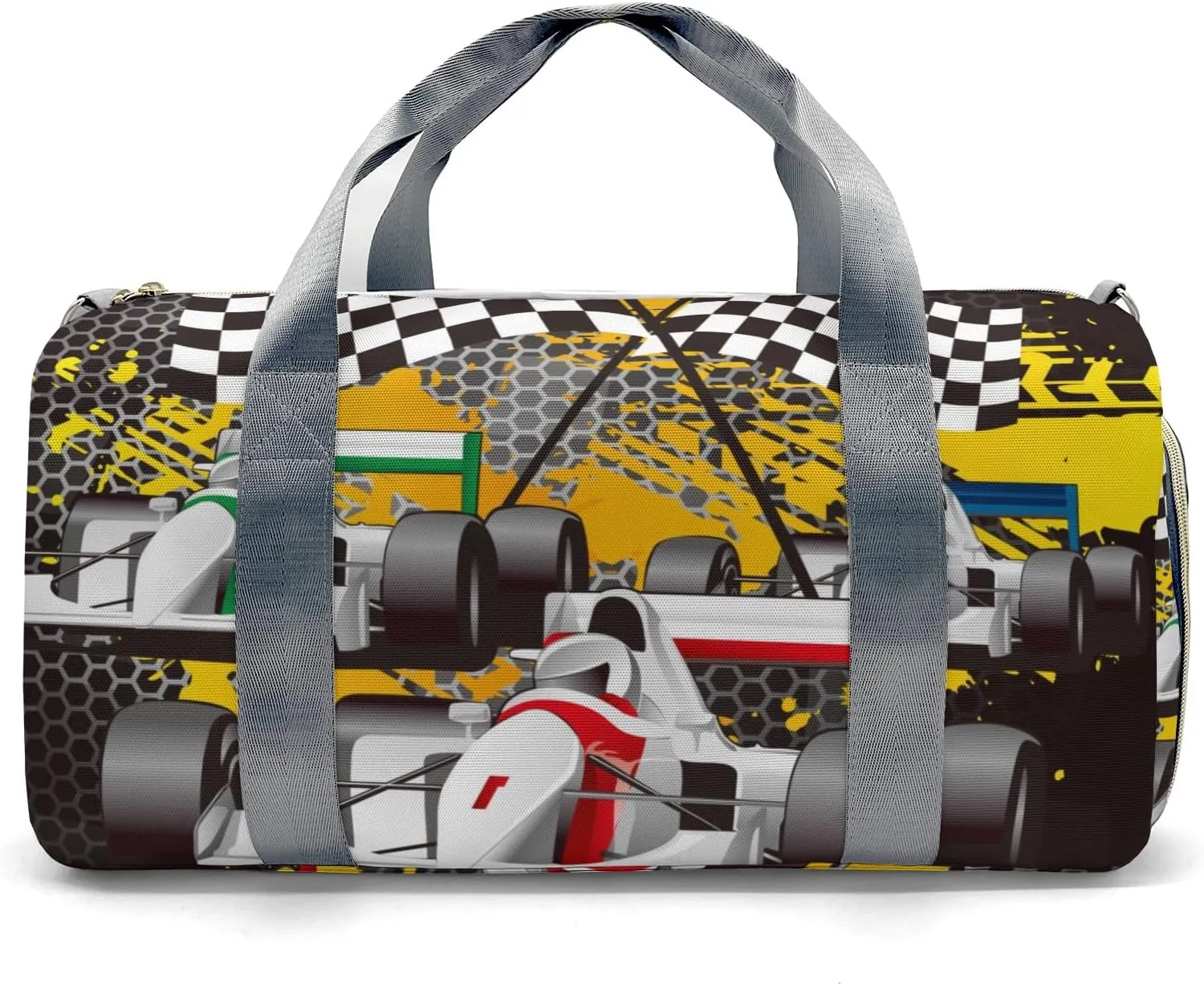 Personalized Car Racing Checkered Flags Custom Multi-functional Travel Bag, Unisex Portable Duffel Bag, Short Distance Travel Assistant
