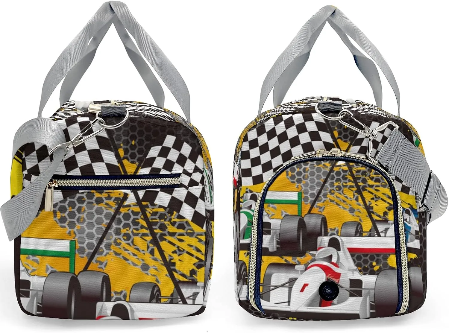Personalized Car Racing Checkered Flags Custom Multi-functional Travel Bag, Unisex Portable Duffel Bag, Short Distance Travel Assistant