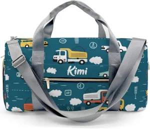 Personalized Cartoon Transportation Cars Custom Multi-functional Travel Bag, Unisex Portable Duffel Bag, Short Distance Travel Assistant